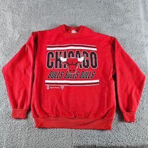 Vintage Chicago Bulls Sweatshirt Men XL Red NBA Basketball Crewneck Pullover 90s